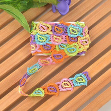 Load image into Gallery viewer, Colorful embroidered lace trim ribbon for sewing and craft projects by eZthings, ideal for fashion, floral, and home décor designs.
