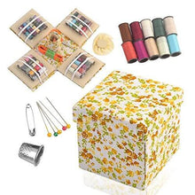 Load image into Gallery viewer, eZthings professional sewing supplies kit with colorful threads, needles, and floral pattern basket for arts and crafts.
