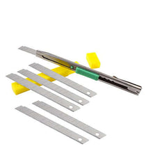 Cargar imagen en el visor de la galería, eZthings heavy duty 9mm snap-off blades box cutters set with auto-lock, ideal for cutting wallpaper, vinyl, leather, and shrink-wrap.
