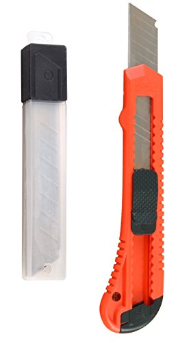 eZthings heavy duty 9mm snap off blades box cutter and blade case for cutting wallpaper, vinyl, and leather materials