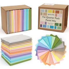 Load image into Gallery viewer, 20 Fat Quarter Bundle - 100% Cotton Pastel Mix for Quilting &amp; Crafting in Plastic-Free Packaging
