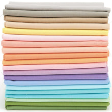 Load image into Gallery viewer, Stack of 20 pastel-colored fat quarters, 100% cotton, ideal for quilting and crafting. Includes 20 colors with no duplicates.
