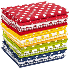 Charger l&#39;image dans la galerie, Colorful fabric stack of 20 polka-dot fat quarters in 100% cotton, ideal for quilting and crafting projects.
