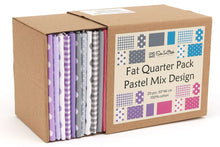 Load image into Gallery viewer, 20-piece Fat Quarter Bundle in pastel mix design, 100% cotton, for quilting and crafting, in eco-friendly packaging.
