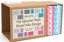 Load image into Gallery viewer, 20-piece Fat Quarter Pack in pastel mix design with polka dots and checks, 100% cotton fabric, quilting and crafting set

