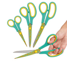 Load image into Gallery viewer, Special Gift Box Soft Grip Sunflowers Scissors Set in 3 sizes with a handmade fabric case, ideal for crafts, school, and office use.
