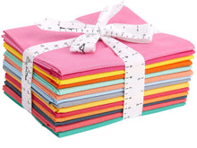 Load image into Gallery viewer, Retro Bright Fat Quarter Bundle, 14 Assorted Colors, 100% Cotton Quilting Fabric, Tied with Ribbon, Ideal for Crafting Projects

