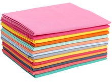 Load image into Gallery viewer, Colorful fat quarter bundle in 100% cotton featuring 14 retro bright solid colors, perfect for quilting and crafting projects.
