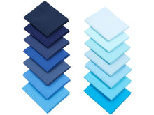Load image into Gallery viewer, Fat Quarter Bundle in shades of blue and navy, 100% cotton, perfect for quilting and crafting, 14 color mix, special gift.
