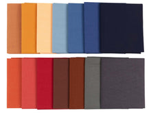 Load image into Gallery viewer, Fat Quarter Bundle in jewel tones, featuring 14 pieces of 100% cotton fabric for quilting and crafting. Durable, soft, and vibrant colors.
