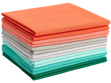 Load image into Gallery viewer, Stack of Christmas fat quarter bundle in pine and mix Christmas colors, 100% cotton fabric for quilting and crafting.
