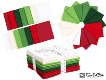 Load image into Gallery viewer, Christmas Fat Quarter Bundle with festive colors, 100% cotton, perfect for quilting and crafting, gift set with 14 pieces.
