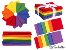 Load image into Gallery viewer, Fat Quarter Bundle of 100% Cotton in Pride Flag Classic Colors for Quilting and Crafting.
