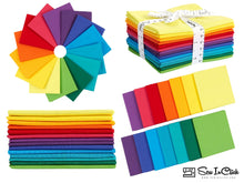 Load image into Gallery viewer, Fat Quarter Bundle in rainbow colors, 100% cotton, quilting fabric with 14 pieces, ideal for crafting, sewing, or quilting projects.
