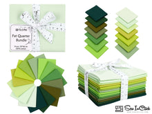 Load image into Gallery viewer, Fat Quarter Bundle of Shades of Emerald Greens in 100% Cotton for Quilting and Crafting Projects, 14 Pieces
