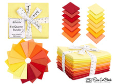 Load image into Gallery viewer, 14 Fat Quarter Bundle with 14 sunrise and sunset colors, 100% cotton fabric, perfect for quilting and crafting projects.
