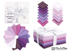 Load image into Gallery viewer, Fat Quarter Bundle - 100% Cotton Quilting Fabric in Purple and Magenta Shades, 14 Pieces, Perfect for Crafting and Gift-Giving
