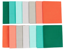 Load image into Gallery viewer, Christmas Fat Quarter Bundle in Pine Xmas colors, 100% cotton fabric for quilting and crafting, featuring vivid greens and reds.
