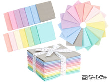 Load image into Gallery viewer, Pastel Fat Quarter Bundle - 100% Cotton, 14 Colors, Quilting &amp; Crafting Fabric, Soft 140 GSM, Washable, Assorted Mix for Quilts.
