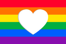 Load image into Gallery viewer, Heart on pride flag with rainbow stripes, symbolizing LGBTQ+ love and unity.
