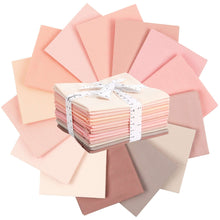 Load image into Gallery viewer, Fat Quarter Bundle of 100% Cotton in Soft Pinks, 14 Colors, Perfect for Quilting and Crafting, Gift Set with Ribbon, 53x46 cm Each
