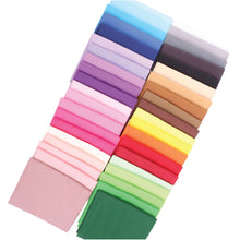 Load image into Gallery viewer, 40 Fat Quarter Bundle in rainbow mix, 100% cotton fabric for quilting and crafting, displaying colorful squares neatly arranged.
