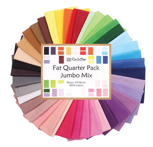 40 Fat Quarter Jumbo Mix Bundle - 100% Cotton Craft Fabric - 40 Colors - Quilting and Crafting